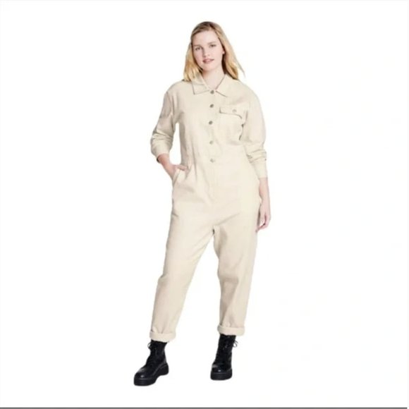 NWT Sandy Liang x Target Cream Long Sleeve Jumpsuit - Picture 3 of 8